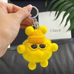 New Cute Little Coal Ball Monster Plush Toy Keychain Anti-Loss Keychain Backpack